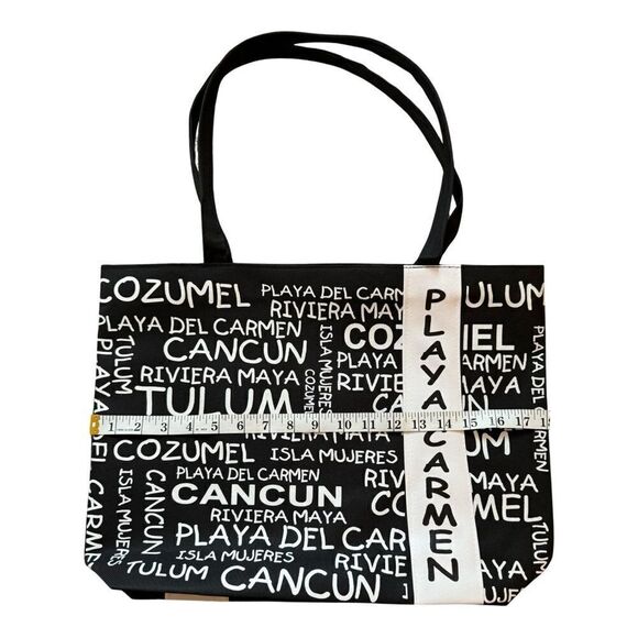 Beach Bag Canvas Tote Imprnted Playa del Carmen NWOT - Picture 5 of 6